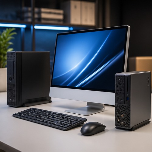 Desktop computers and monitors