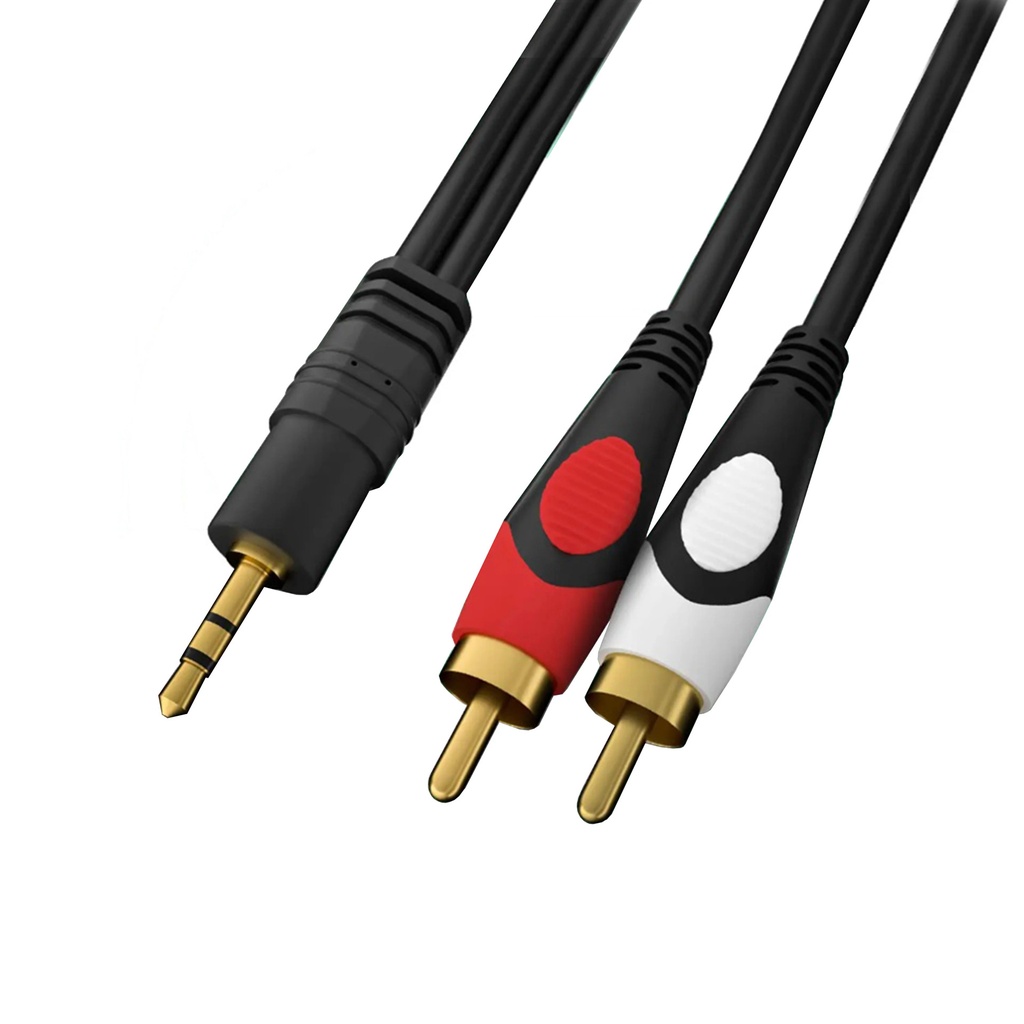 Buerotika AUX 3.5mm Jack to 2 RCA Audio Cable 20M – Full Copper, Ultra High Transfer Speed (Multiple Lengths) | 52130