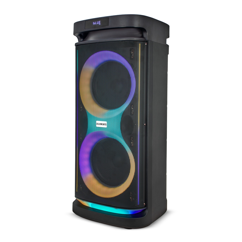 [1239] KB Elements Karaoke Speaker with 2-Wheel Trolley, Dual 8" Subwoofers & Wireless Microphones – EA104KB