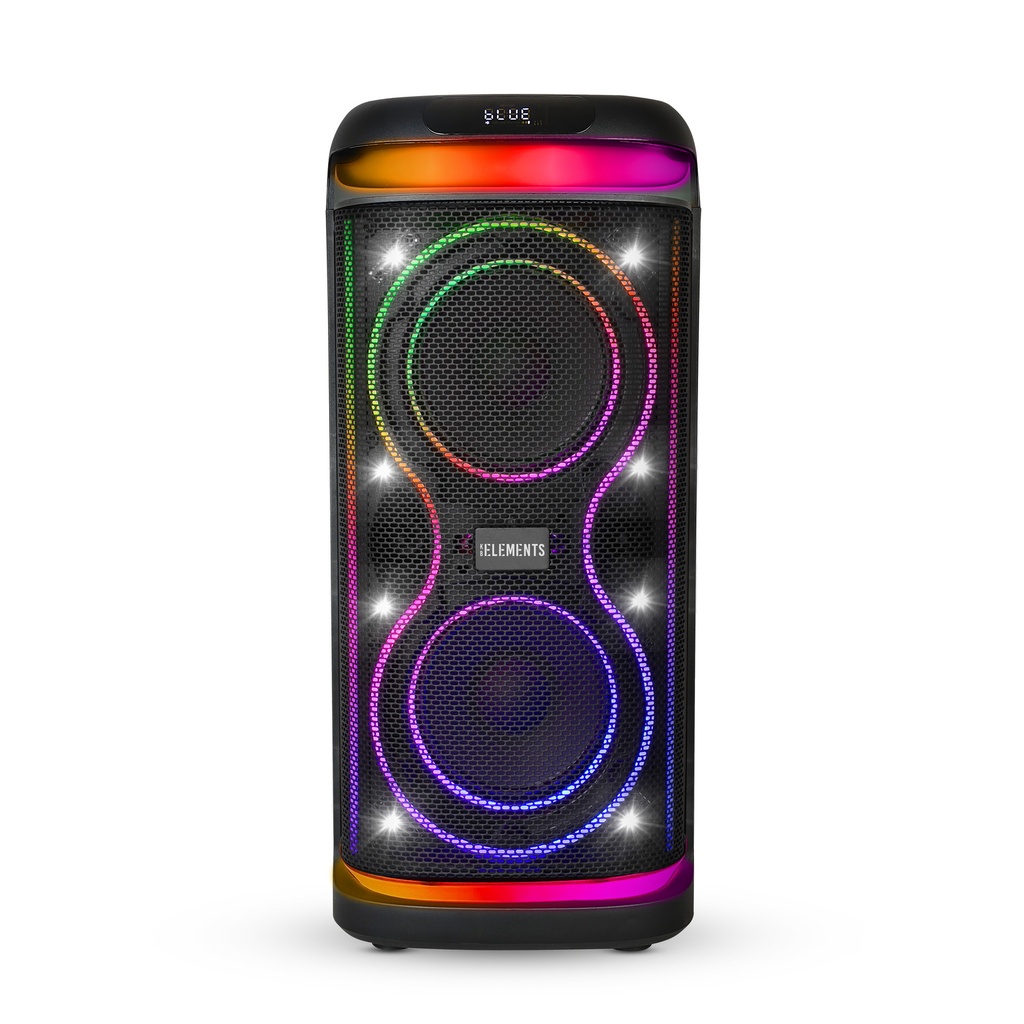 [1270] KB Elements ELITE Karaoke Speaker with 2-Wheel Trolley, Dual 8" Subwoofers & Wireless Microphones – EA106KB